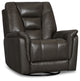 Owen Dark Gray Leather Power Glider Recliner With Power Headrest