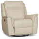 Aiden Light Gray Leather Swivel Glider Recliner