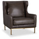 Cassian Dark Gray Leather Accent Chair