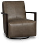 Lucas Dark Gray Leather Swivel Rocker Glider