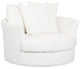 Everly White Fabric Swivel Chair