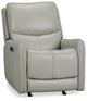 Jonas Light Gray Lthr/vinyl Power Recliner With Heat And Massage