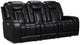 Eclipse Black Lthr/vinyl Power Reclining Sofa W/ Massage