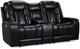 Eclipse Black Leather/Vinyl Power Reclining Console Loveseat with Massage