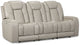 Eclipse Light Gray Lthr/vinyl Power Reclining Sofa W/ Massage